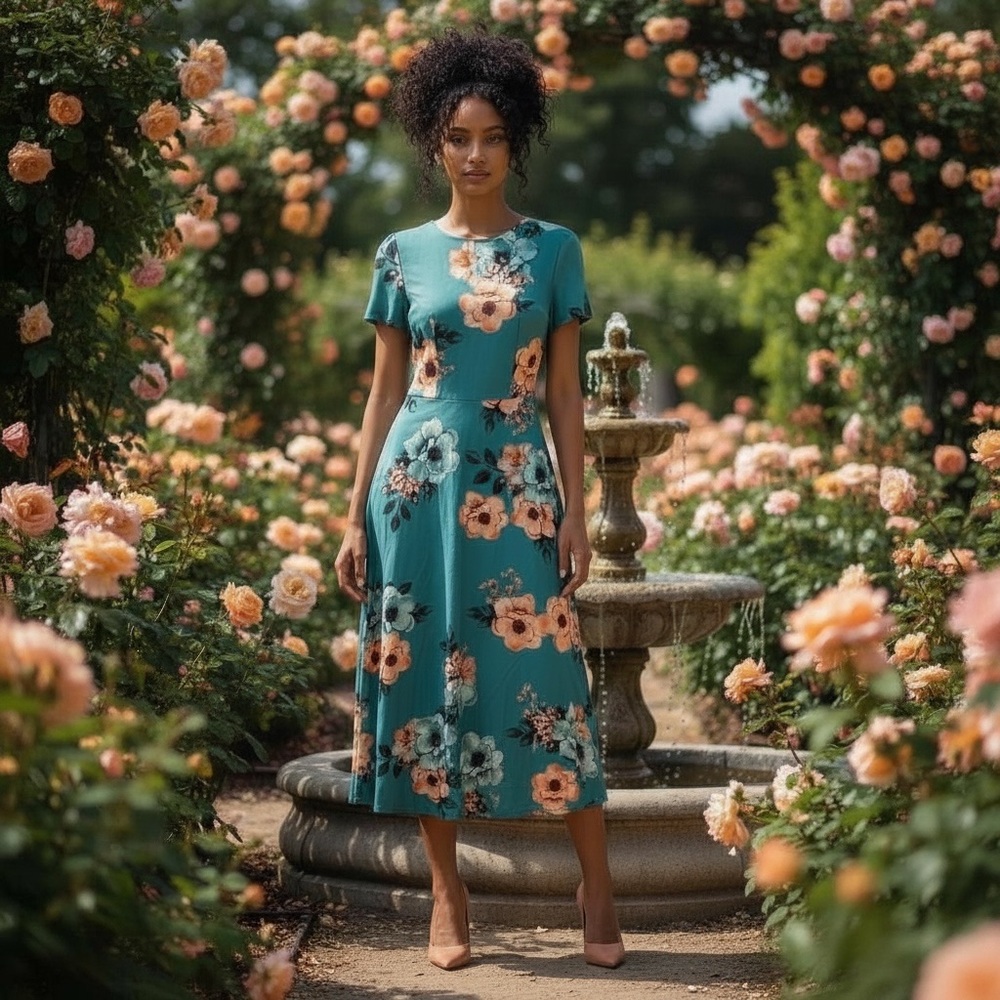 Pretty floral feminine maxi dress